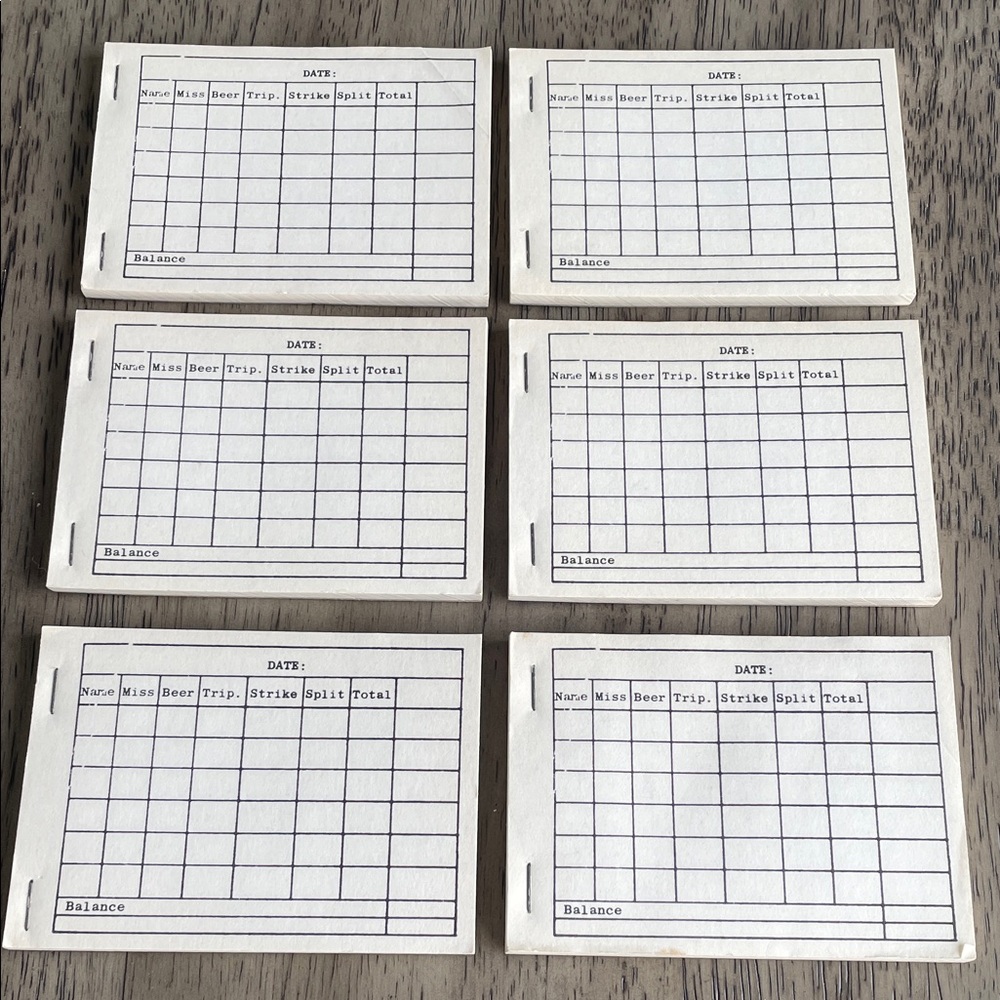 Vintage Bowling Score Sheets - Set of 6